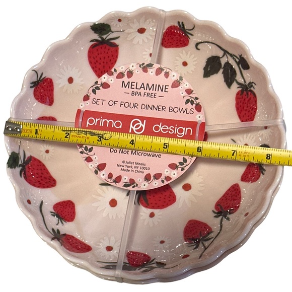 Dinner Bowls Prima Design Strawberry Melamine Set of 4 New - Picture 3 of 3